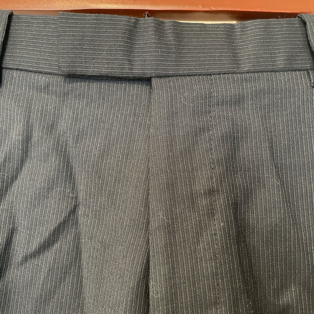 Theory Black Pinstripe Trousers